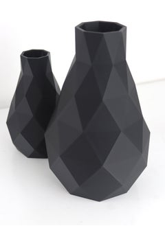 3D Brothers 2PCs Multifaceted geometric black plastic vase is suitable for a variety of settings, from contemporary to minimalist interiors.  - Image 4
