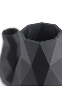 3D Brothers 2PCs Multifaceted geometric black plastic vase is suitable for a variety of settings, from contemporary to minimalist interiors.  - Image 5