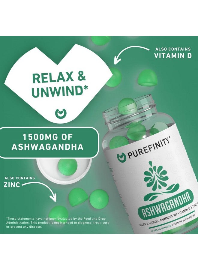 PUREFINITY Ashwagandha Gummies with Vitamin D & Zinc - Ashwagandha Supplement Gummies for Mood Support, Calming & Relaxing - Gluten Free, Non-GMO, Vegan - 60 Gummies - Image 4
