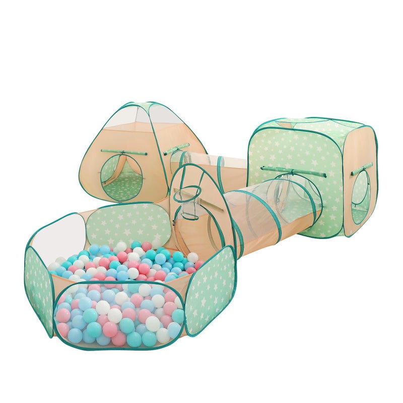 LimitlessFunN 5 in 1 Pop Up Kids Ball Pit Tents and Tunnels for Boys Girls Babies and Toddlers IndoorOutdoor Children Playhouse OrangeLight Green - Image 3