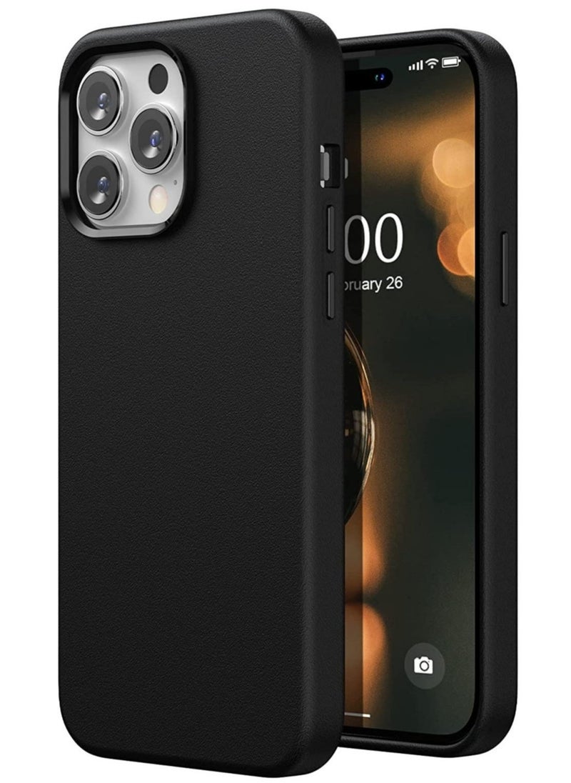 Leather Case Compatible with iPhone 14 Pro Max Case 6.7 inch, Premium PU Leather Phone Case Cover (with Buttons & Microfiber Lining) for iPhone 14 Pro Max Black - Image 1