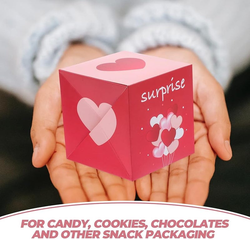 GALPADA Valentine Bouncing Boxes with Bag Sturdy Cardboard Candy Treat Box for Chocolates Party Favors - Image 5
