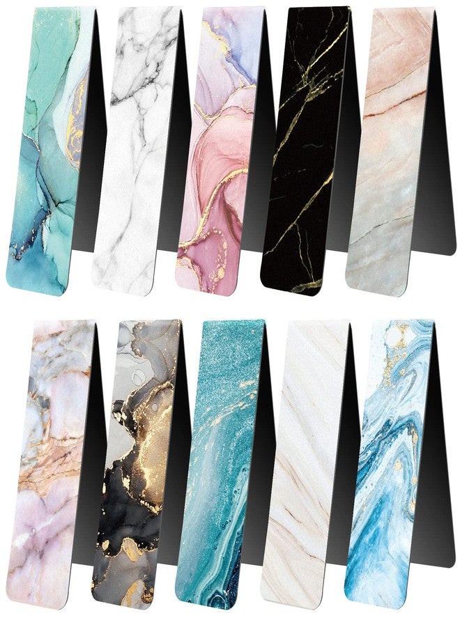 WAVEYU Magnetic Bookmarks for Women Men Magnet Page Markers Assorted Book Markers for Book Lovers Teachers Adults for Home Office Reading Stationery,10 Marble Designs - Image 1