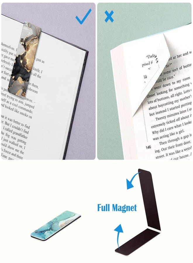 WAVEYU Magnetic Bookmarks for Women Men Magnet Page Markers Assorted Book Markers for Book Lovers Teachers Adults for Home Office Reading Stationery,10 Marble Designs - Image 5