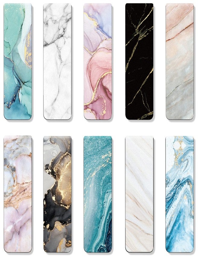 WAVEYU Magnetic Bookmarks for Women Men Magnet Page Markers Assorted Book Markers for Book Lovers Teachers Adults for Home Office Reading Stationery,10 Marble Designs - Image 2
