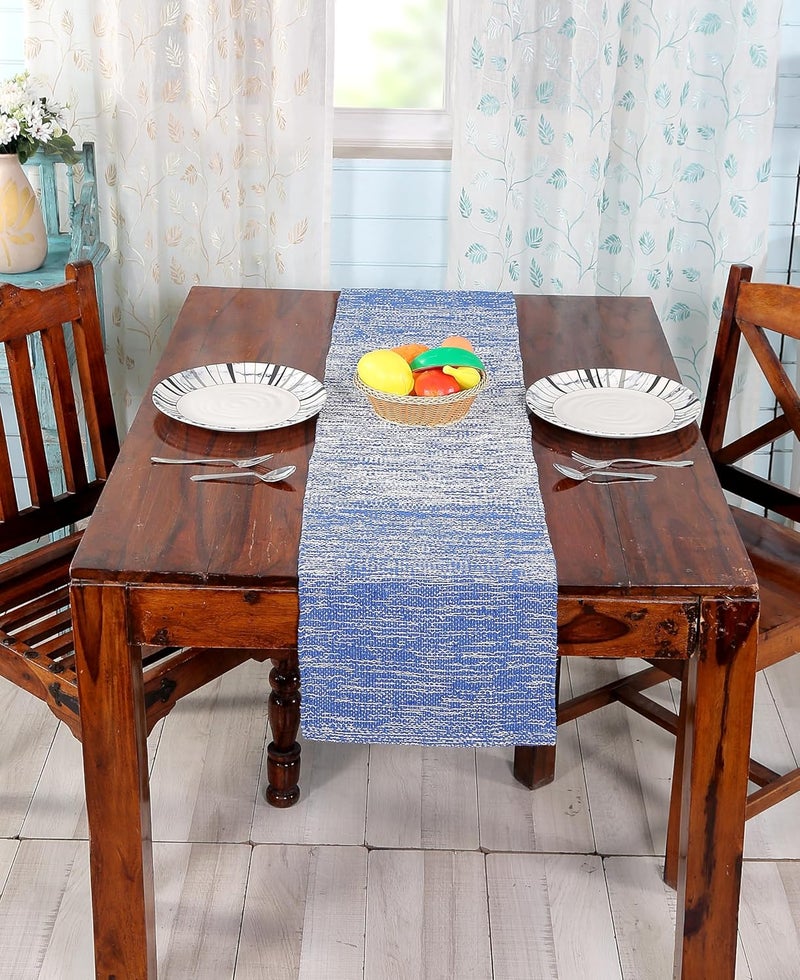 STONEMUNK عداء طاولة قطن 13'' x 60'' صديق للبيئة يدوي الصنع لعداء الحفلات، طاولة الطعام، الزفاف، عداء بوهيمي - (أزرق - ج (ت.ر)) - Image 2