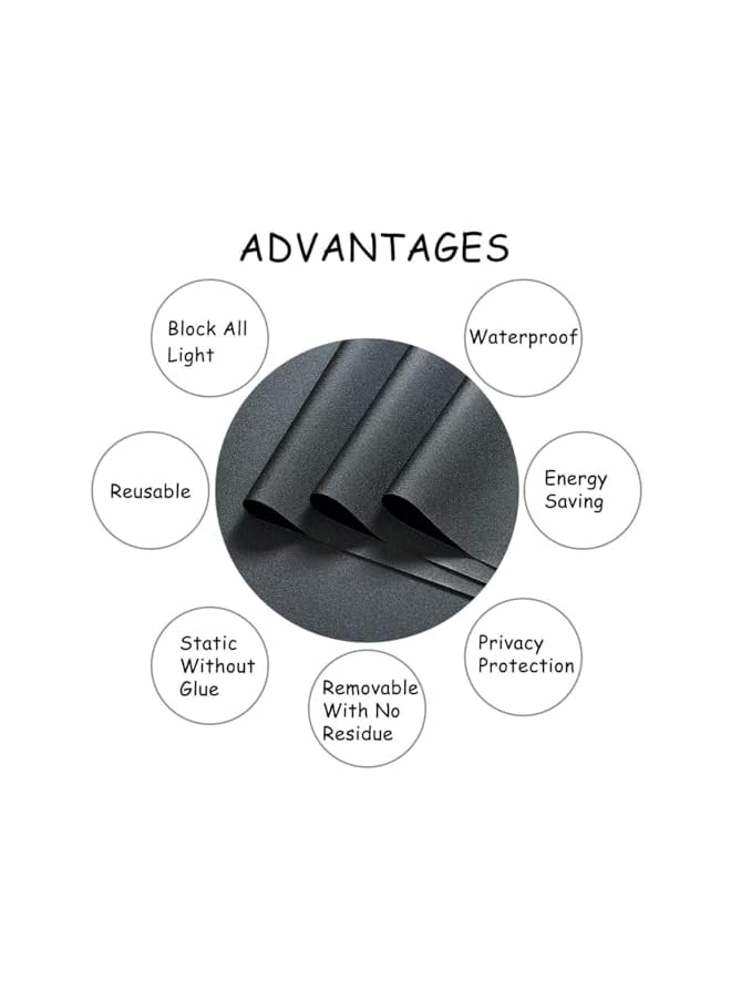 The Bros Blackout Window Film Static Cling, Blocking Window Privacy Film, Room Darkening Frosted Glass Film, Heat Control Window Tint Removable Window - Image 5