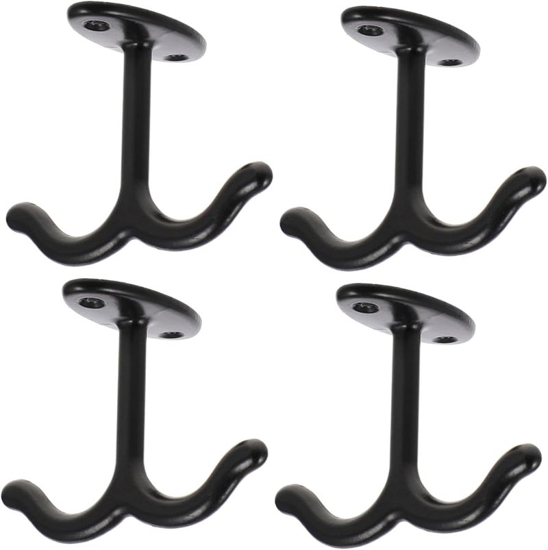 4 Pcs Black Zinc Alloy Hooks for Hanging Clothes Hats Keys Wardrobe Storage - Image 1