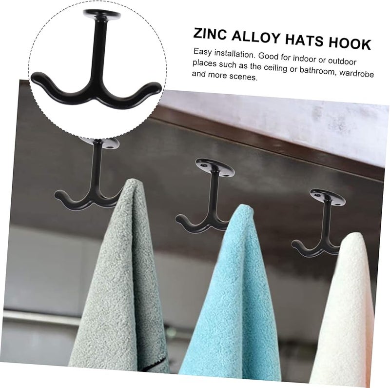 4 Pcs Black Zinc Alloy Hooks for Hanging Clothes Hats Keys Wardrobe Storage - Image 5