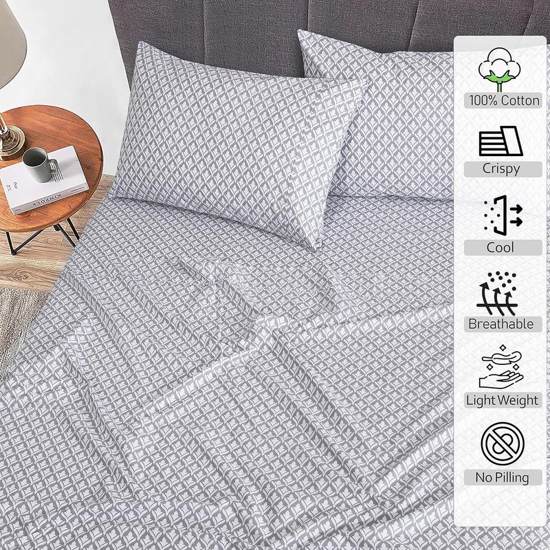 Ruvanti 100% Cotton Sheets – California King Percale Bedding, Cooling & Breathable Floral Design, Durable with a Crisp, Soft & Comfortable Feel, 14" Deep Pocket, 4-Piece Set, Idiomatic Expression - Image 2