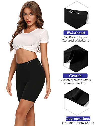 Molasus Womens Boxer Briefs Cotton Boy Shorts Underwear Anti Chafing Bike Short Long Leg Under Shorts Black 4 Pack Size 7 - Image 2
