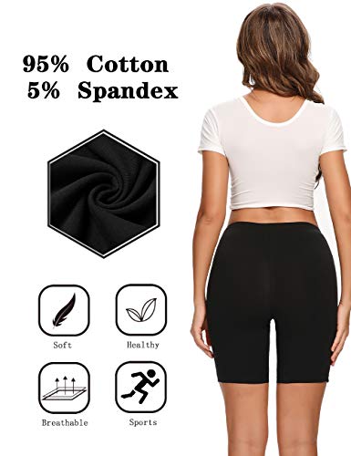 Molasus Womens Boxer Briefs Cotton Boy Shorts Underwear Anti Chafing Bike Short Long Leg Under Shorts Black 4 Pack Size 7 - Image 4