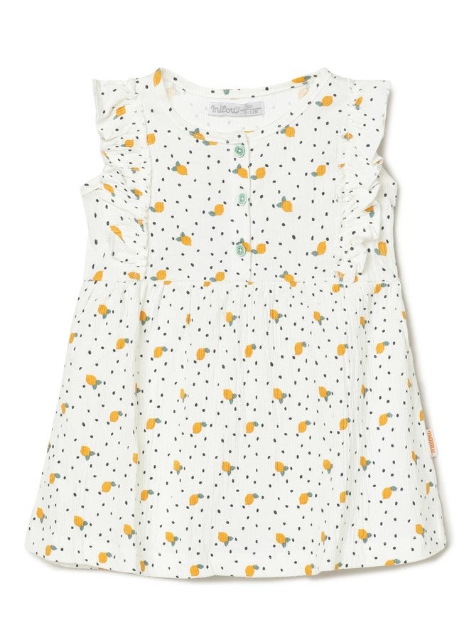 Milou Baby-Girl's Cotton A-Line Knee-Length Casual Dress (BG_D0003 C2_White AOP - Image 1