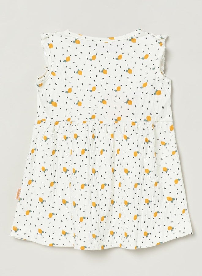 Milou Baby-Girl's Cotton A-Line Knee-Length Casual Dress (BG_D0003 C2_White AOP - Image 2