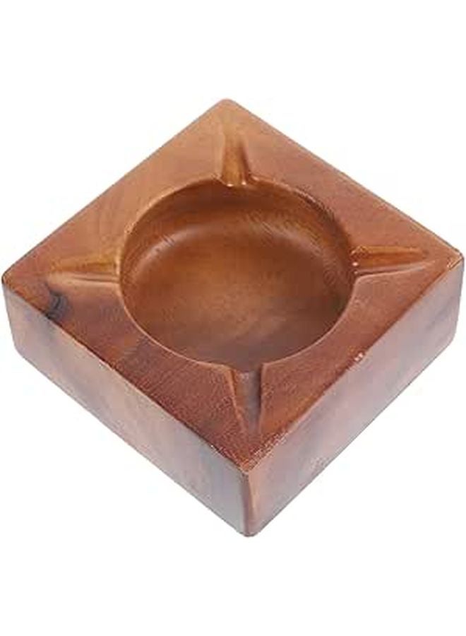 Large Vintage Wooden Ashtray Portable Indoor Outdoor Retro Tabletop Decor - Image 1