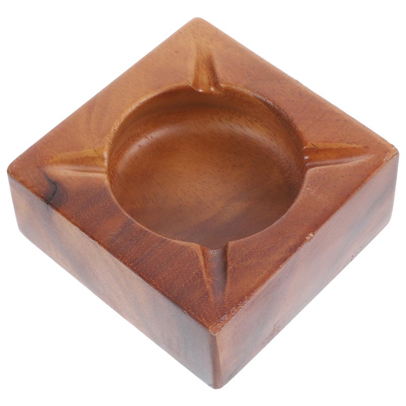 Large Vintage Wooden Ashtray Portable Indoor Outdoor Retro Tabletop Decor - Image 2