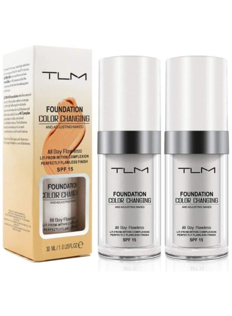 TLM BB Cream Flawless Colour Changing Liquid Foundation Hides Wrinkles and Lines, Covering Imperfections 2 Pack - Image 1