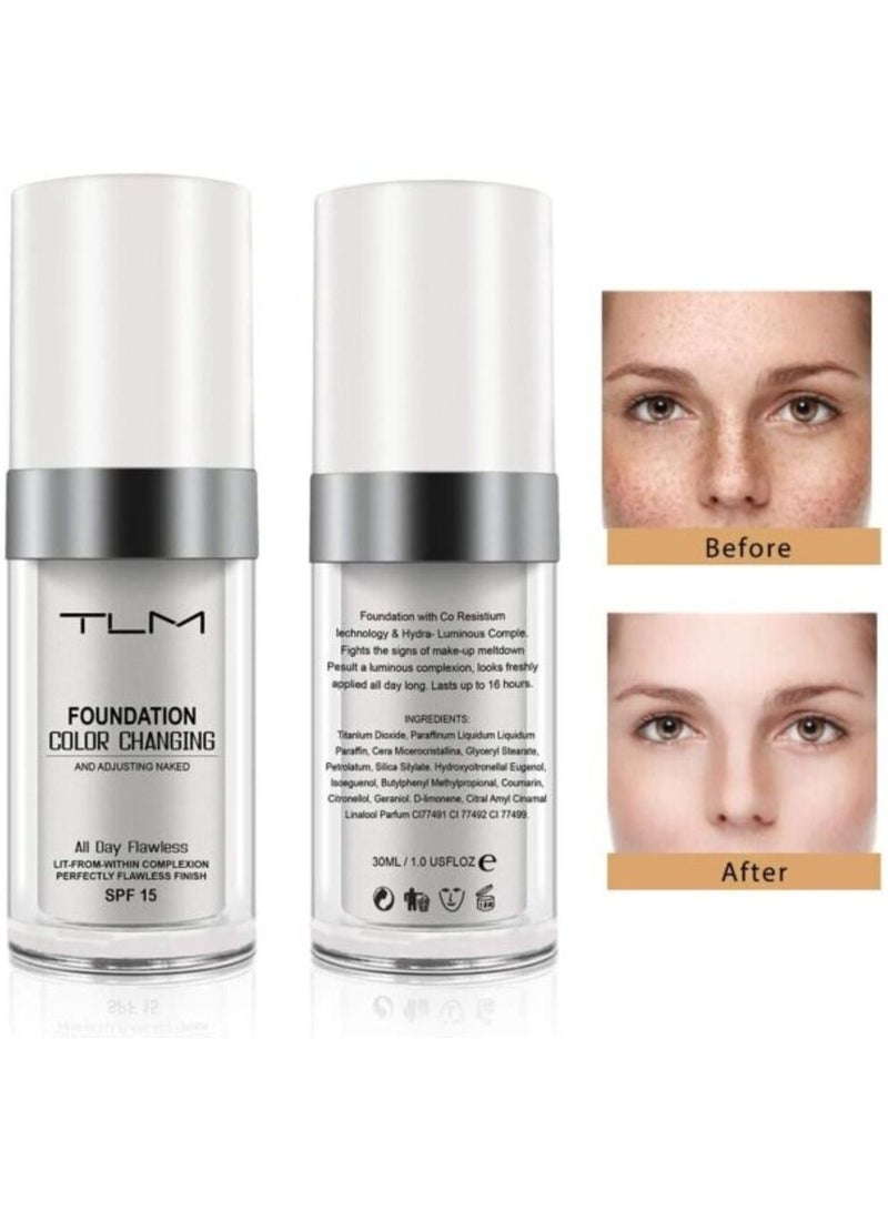 TLM BB Cream Flawless Colour Changing Liquid Foundation Hides Wrinkles and Lines, Covering Imperfections 2 Pack - Image 2