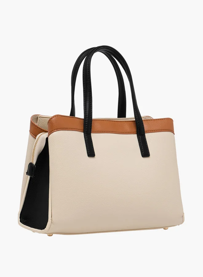 فلورا بيلا من شو إكسبرس Panelled Tote Bag with Detachable Strap and Zip Closure