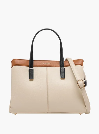 Flora Bella By Shoexpress Panelled Tote Bag with Detachable Strap and Zip Closure