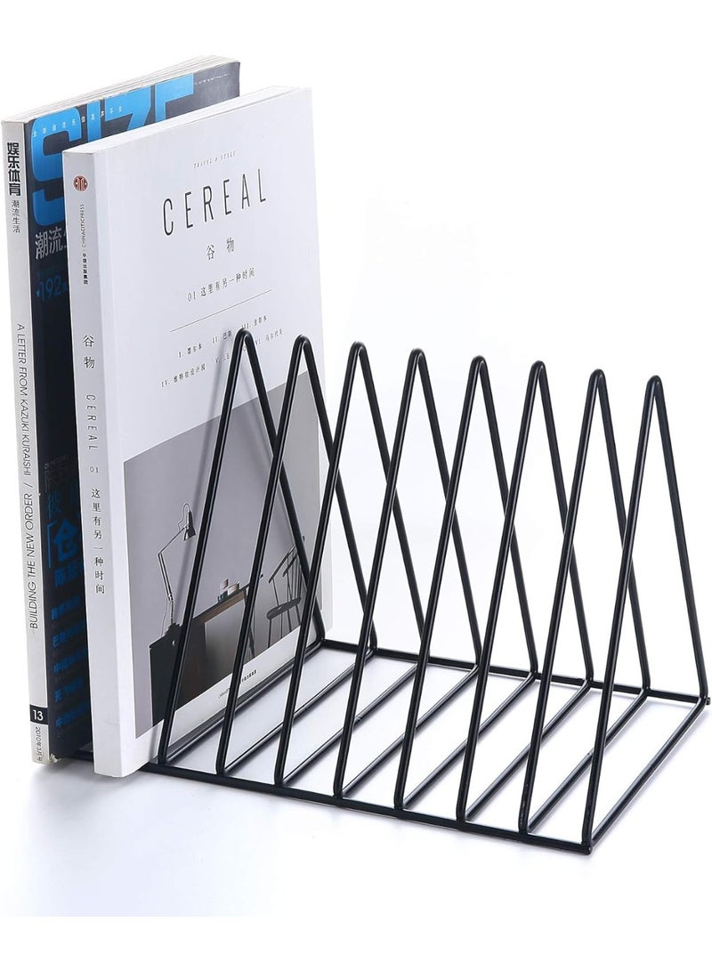 حامل معدني للمستندات برفوف بتصميم على شكل مثلث لتنظيم المجلات والكتب والسجلات والملفات للديكور المنزلي والمكتبي من كيادور (مقاس قياسي، اسود)، حديد