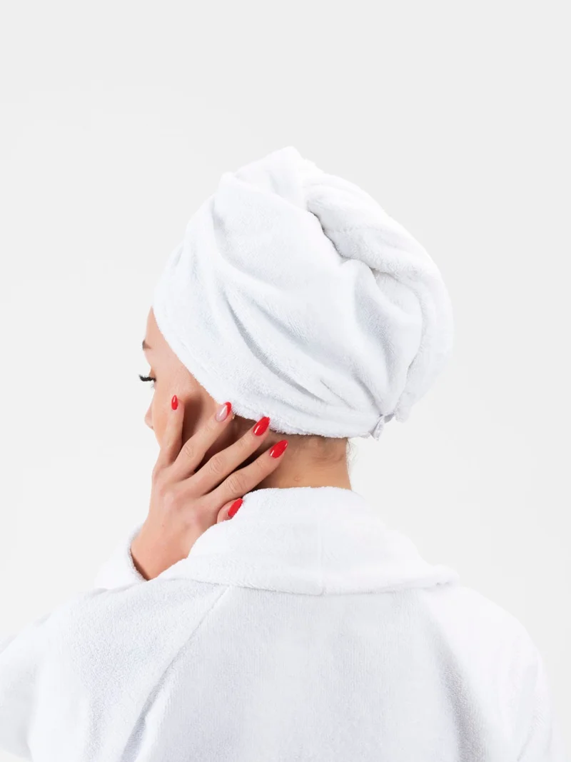 Ender Home Buttoned Hair Drying Cap Triga Velvet Head Towel Hair Cap