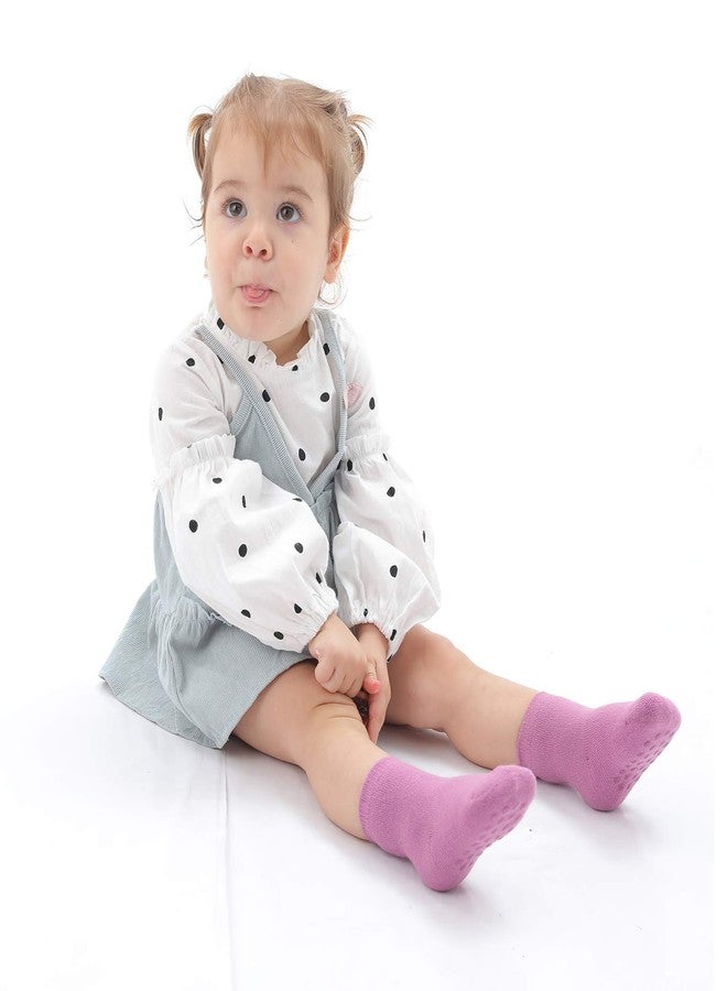 EPEIUS Baby Thermal Socks Toddler Boy/Girl Thick Warm Crew Socks with Grips Brushing Inside 5 Pack, Girls_5pk, 2-4T - Image 4