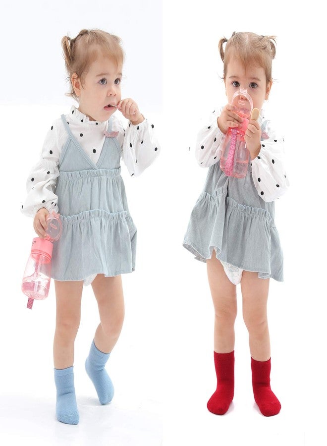 EPEIUS Baby Thermal Socks Toddler Boy/Girl Thick Warm Crew Socks with Grips Brushing Inside 5 Pack, Girls_5pk, 2-4T - Image 3