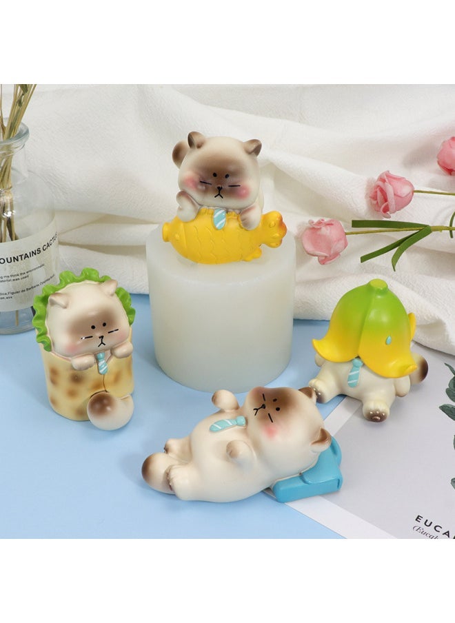 Cute Small Animal Silicone Mold Three-dimensional Duck Bear Kitten Aromatherapy Plaster Doll Collection Decoration Mold-Color - Image 2