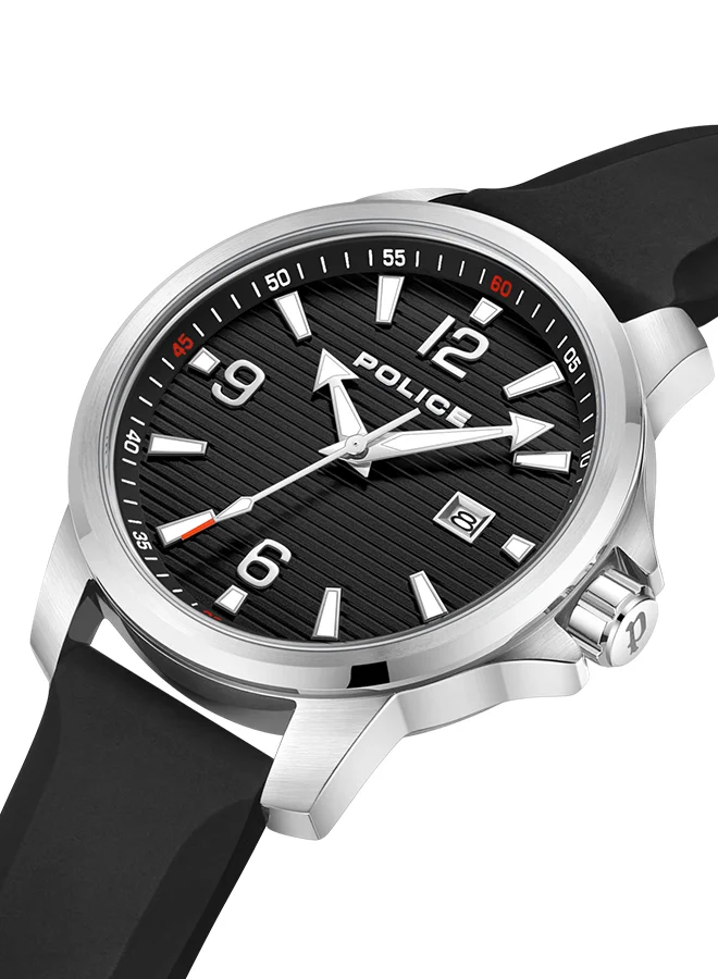 POLICE Mensor 44mm Men's Analog Watch with Black Silicone Strap