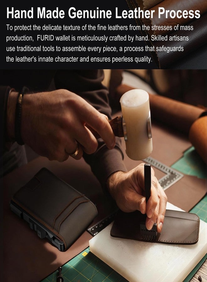 محفظة جلدية أصلية من فوريد للرجال: محفظة أنيقة بتصميم بسيط مزودة بتقنية RFID ومشبك نقود - حامل بطاقات ائتمان ذكي منبثق للجيب الأمامي - هدية مثالية للزوج أو الأب في عيد ميلاده أو ذكرى زواجهما - Image 4