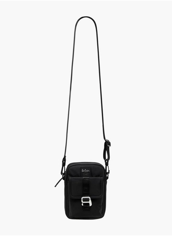 Lee Cooper Solid Crossbody Bag with Zip Closure and Adjustable Strap  - Image 2
