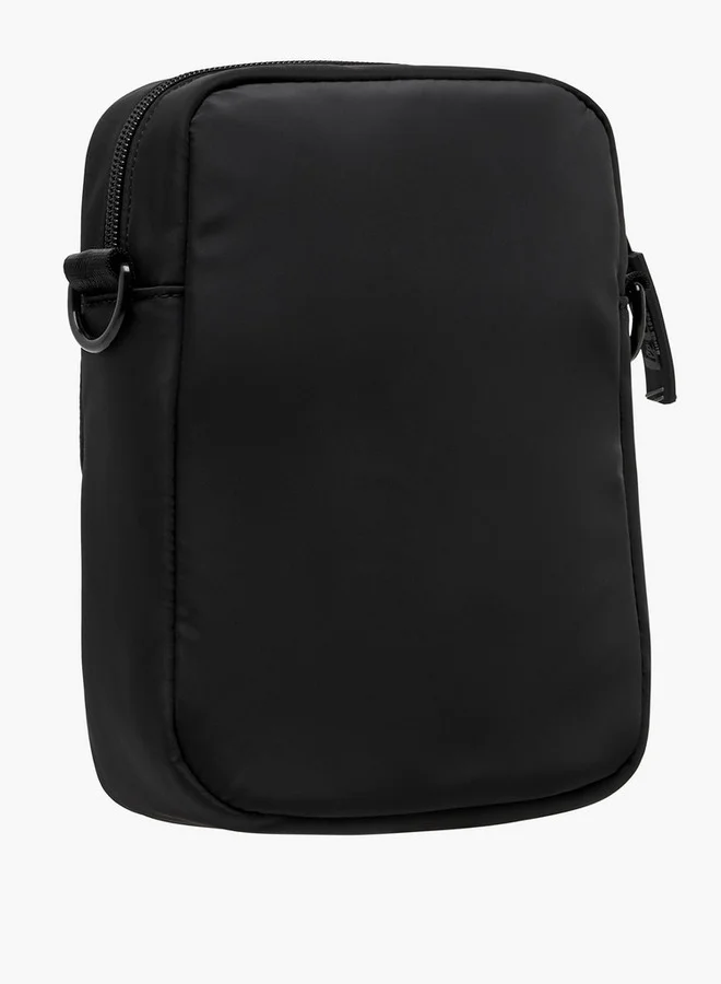 Lee Cooper Solid Crossbody Bag with Zip Closure and Adjustable Strap