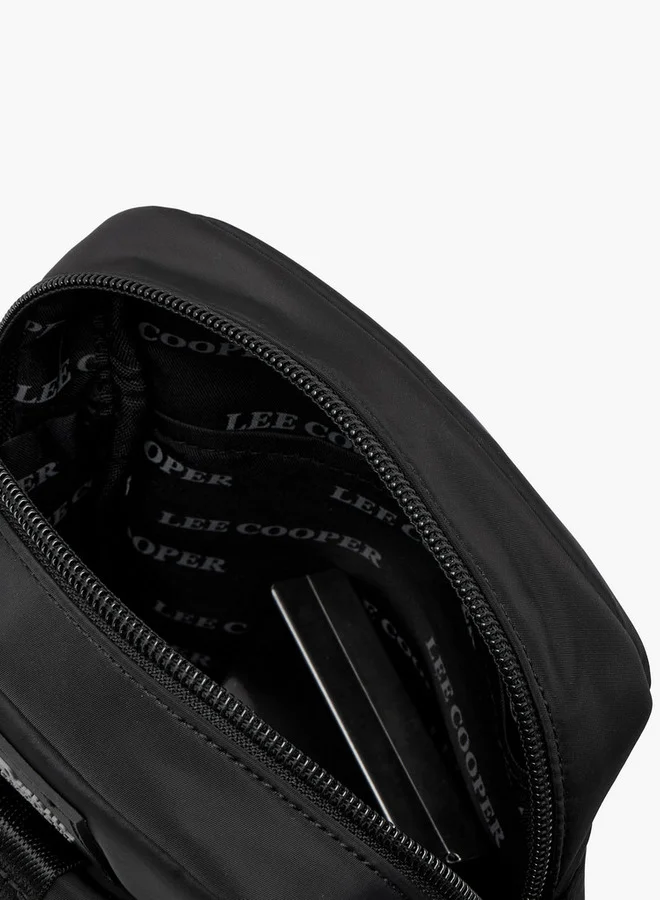 Lee Cooper Solid Crossbody Bag with Zip Closure and Adjustable Strap
