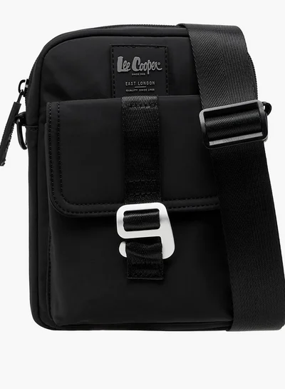 Lee Cooper Solid Crossbody Bag with Zip Closure and Adjustable Strap