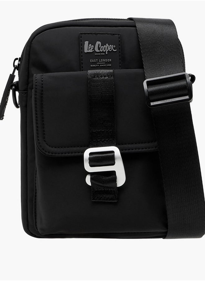 Lee Cooper Solid Crossbody Bag with Zip Closure and Adjustable Strap  - Image 1