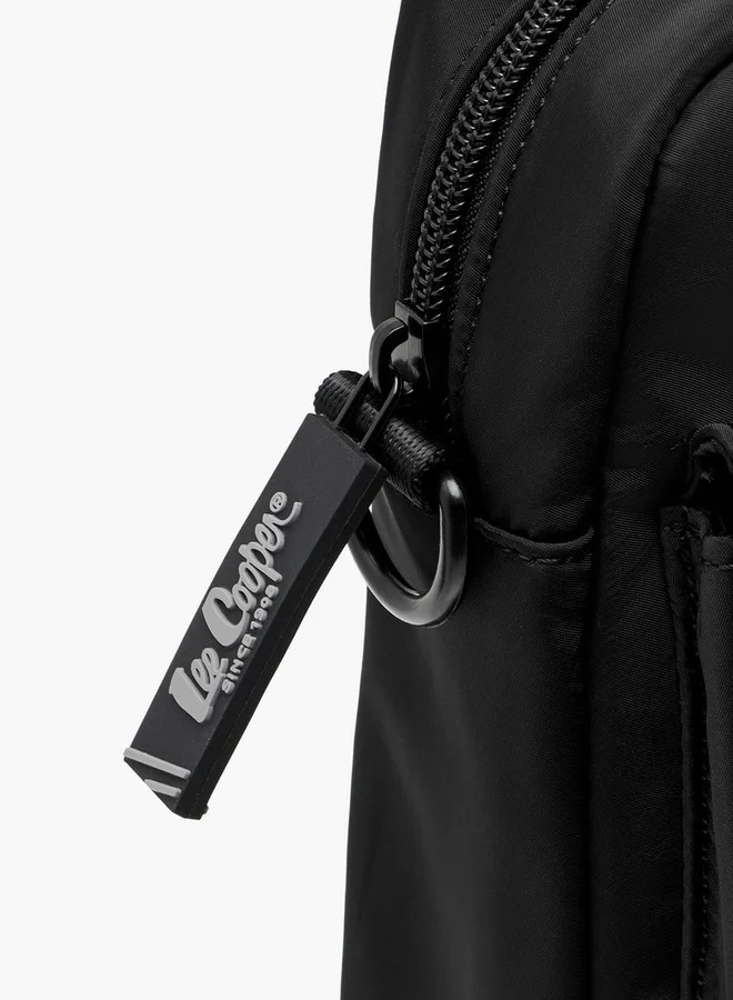 Lee Cooper Solid Crossbody Bag with Zip Closure and Adjustable Strap