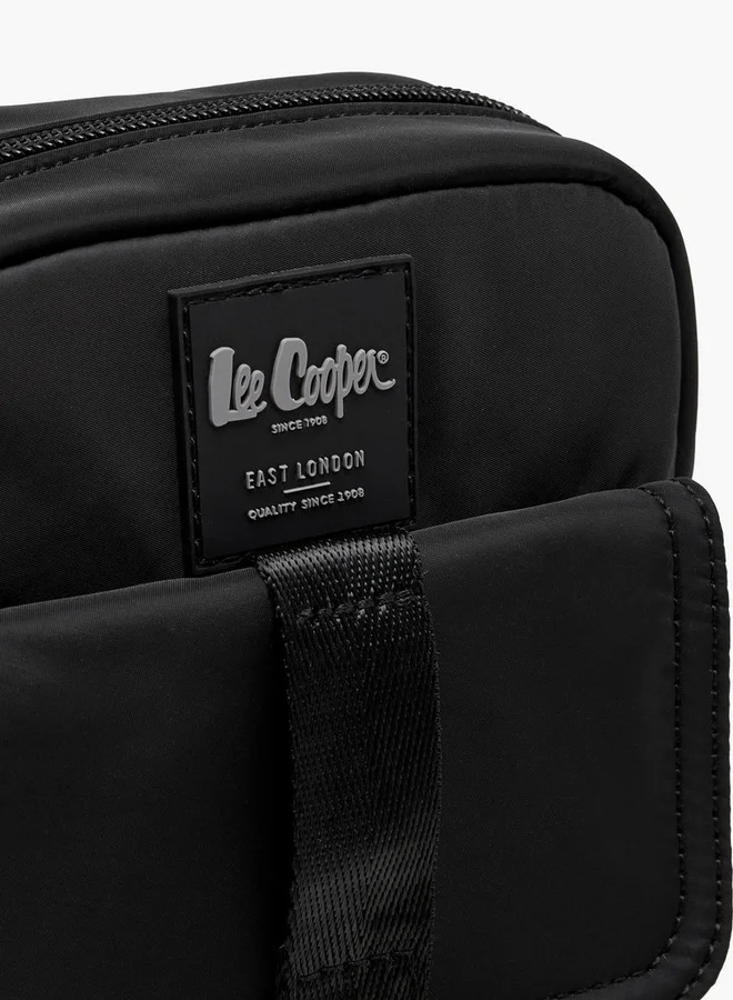 Lee Cooper Solid Crossbody Bag with Zip Closure and Adjustable Strap