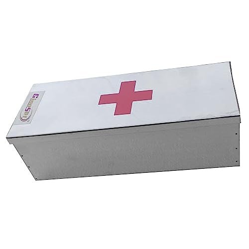 GinoSet® Stainless Steel Rectangular (Empty) Medicines Storage/First Aid Box For all use (Silver, L-32 CM, W-12.25 CM, H-9.5 CM, 12 Inch box - Image 3