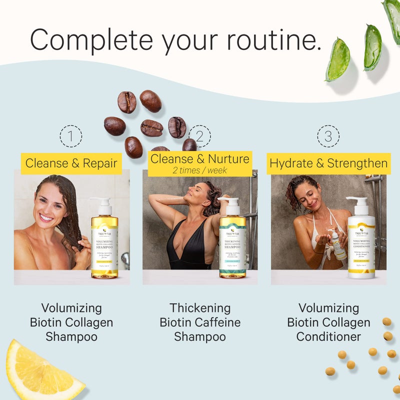 Tree To Tub Biotin Shampoo and Conditioner - Gentle Hair Thickening Shampoo and Conditioner for Fine Hair, Sensitive Scalp- Sulfate Free Shampoo and Conditioner Set w/Vegan Collagen Organic Argan Oil - Image 5