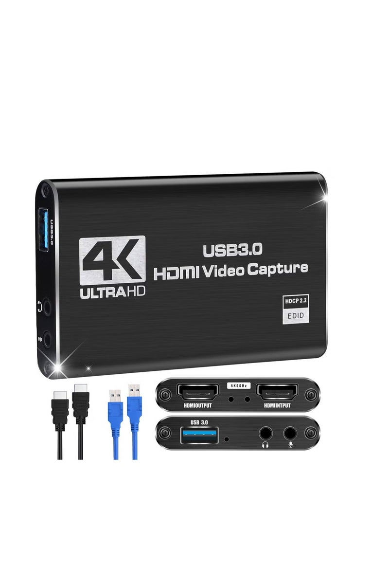 Anmi Anmi Capture Card, Video Capture Card 4K 1080P 60FPS, HDMI Capture Card Switch, Game Capture Card USB 3.0 for Live Streaming Video Recording, Screen Capture Device Work with PS4/PC/OBS/DSLR/Camera