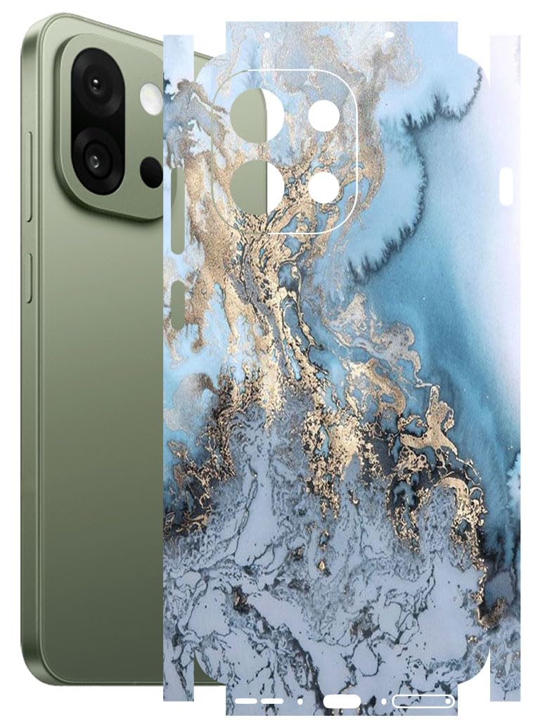 AtOdds - Full Body Back Screen Guard Protector Film - Lamination Wrap Skin Sticker for OnePlus 13s (5G) | Scratchproof Matte Finish (Design - Blue Marble) - Image 1
