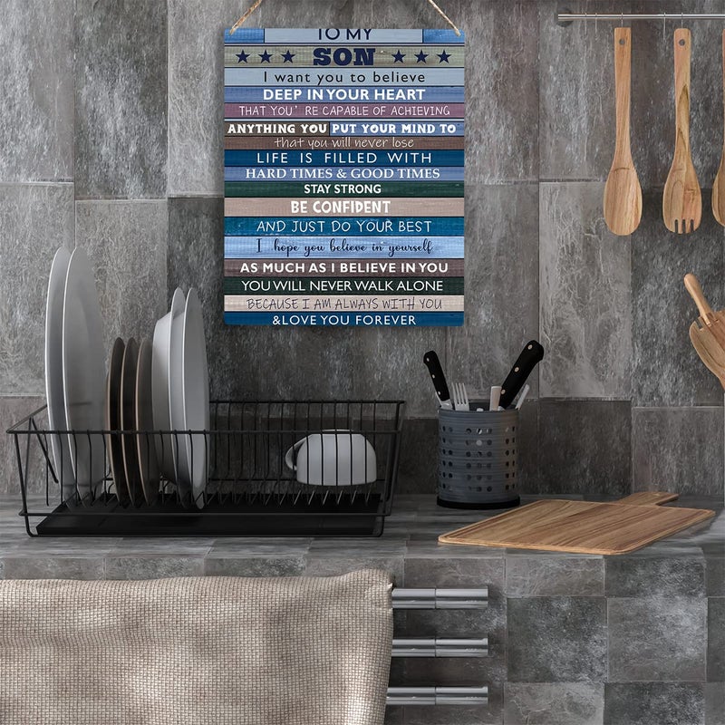 YCYD Boys Room Decor, To Son Teen Boy Room Decor Gifts, Inspirational Wall Art Wooden Hanging Plaque, Family Decorative Signs for Birthday Christmas Thanksgiving Gifts for Son 8 x 10 Inches - Image 4