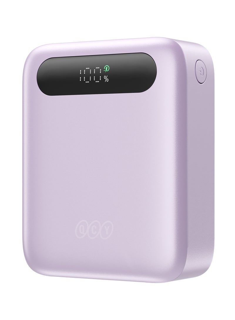 QCY Power Bank 10000mAh 22.5W Fast Charging – Purple - PB10D-P – Portable Charger with USB-C & USB-A Output, PD/QC Fast Charge Support, Compact Travel Power Bank Purple - Image 4