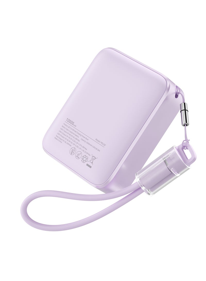 QCY Power Bank 10000mAh 22.5W Fast Charging – Purple - PB10D-P – Portable Charger with USB-C & USB-A Output, PD/QC Fast Charge Support, Compact Travel Power Bank Purple - Image 2