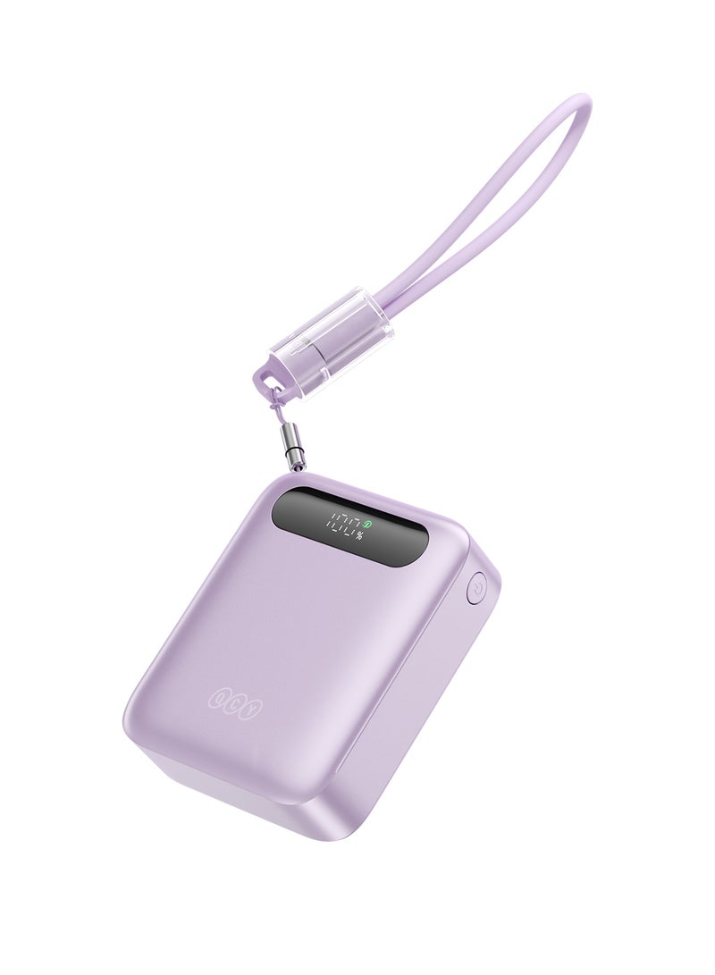 QCY Power Bank 10000mAh 22.5W Fast Charging – Purple - PB10D-P – Portable Charger with USB-C & USB-A Output, PD/QC Fast Charge Support, Compact Travel Power Bank Purple - Image 3