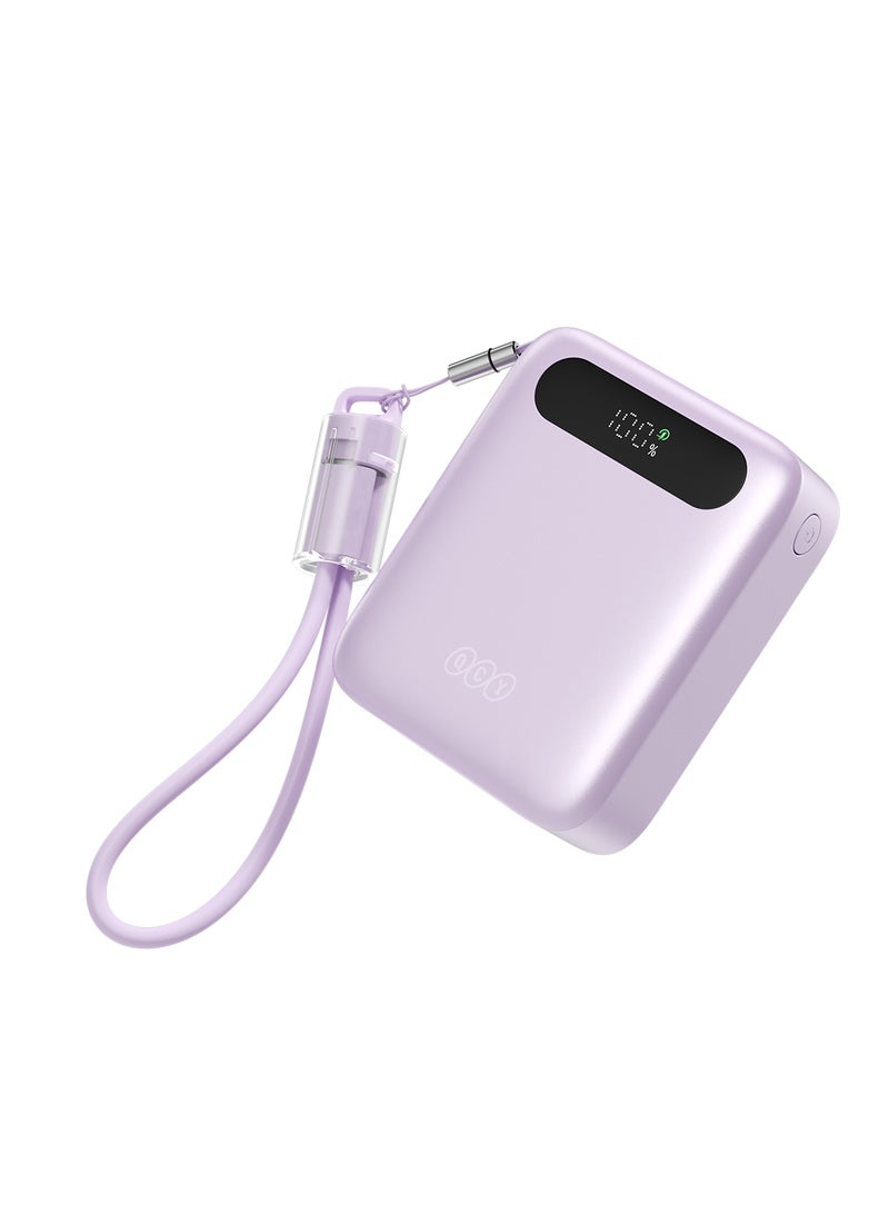 QCY Power Bank 10000mAh 22.5W Fast Charging – Purple - PB10D-P – Portable Charger with USB-C & USB-A Output, PD/QC Fast Charge Support, Compact Travel Power Bank Purple - Image 1