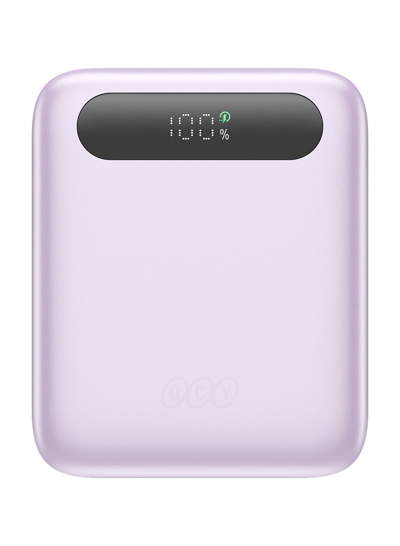 QCY Power Bank 10000mAh 22.5W Fast Charging – Purple - PB10D-P – Portable Charger with USB-C & USB-A Output, PD/QC Fast Charge Support, Compact Travel Power Bank Purple - Image 5
