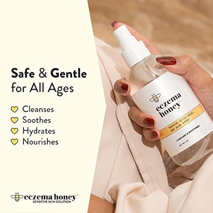 ECZEMA HONEY Premium Witch Hazel & Aloe Spray - Facial Mist Skin Care Product - Unscented Moisturizer, Dewy Makeup Spray, Aftershave & More (8 Oz) - Image 3