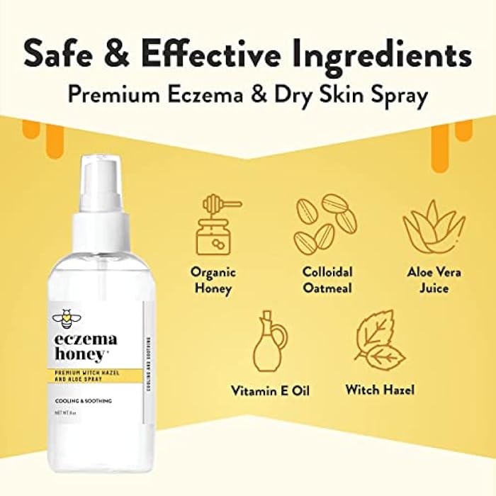 ECZEMA HONEY Premium Witch Hazel & Aloe Spray - Facial Mist Skin Care Product - Unscented Moisturizer, Dewy Makeup Spray, Aftershave & More (8 Oz) - Image 2